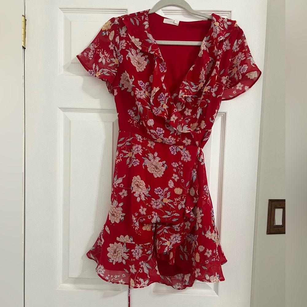 Lush Red Floral Mini Dress